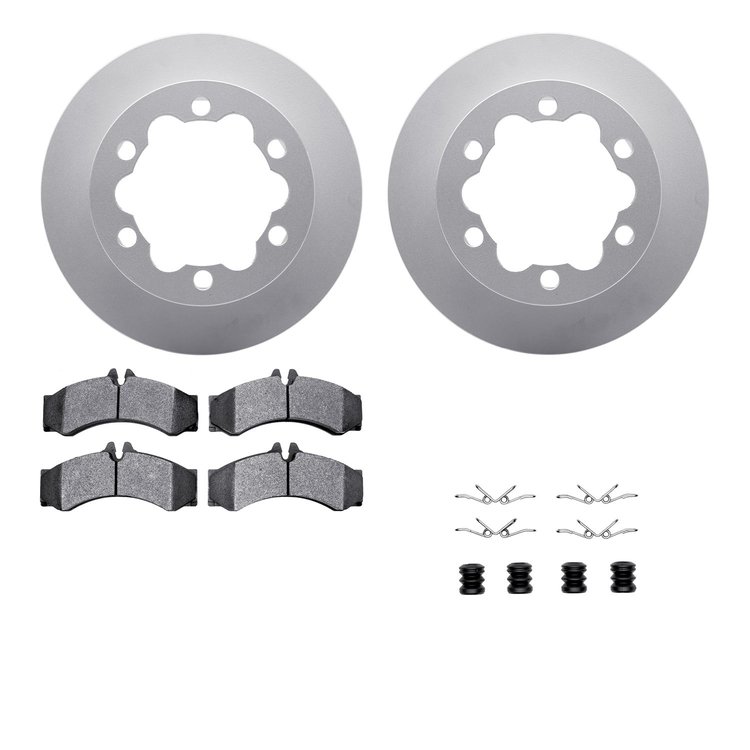4512-40096 Geospec Brake Rotors w/5000 Advanced Brake Pads Kit & Hardware, 2006-2006 Mopar, Position: Rear