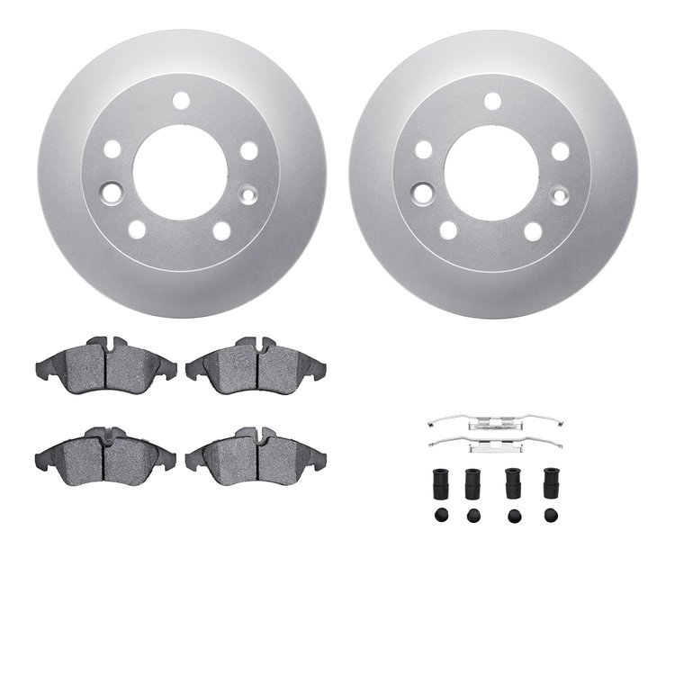 4512-40098 Geospec Brake Rotors w/5000 Advanced Brake Pads Kit & Hardware, 2002-2006 Multiple Makes/Models, Position: Front