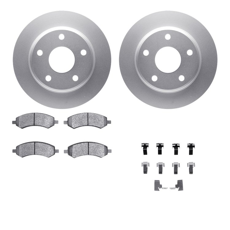 4512-40141 Geospec Brake Rotors w/5000 Advanced Brake Pads Kit & Hardware, 2005-2010 Multiple Makes/Models, Position: Front
