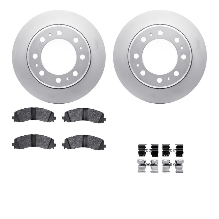 4512-40161 Geospec Brake Rotors w/5000 Advanced Brake Pads Kit & Hardware, Fits Select Mopar, Position: Rear