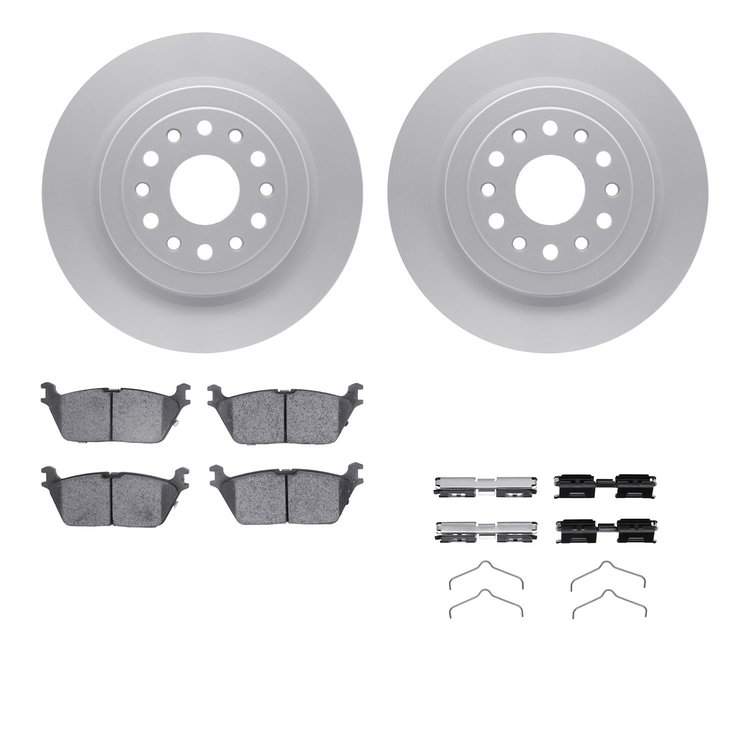 4512-40163 Geospec Brake Rotors w/5000 Advanced Brake Pads Kit & Hardware, Fits Select Mopar, Position: Rear