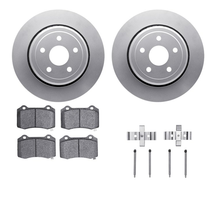 4512-42055 Geospec Brake Rotors w/5000 Advanced Brake Pads Kit & Hardware, Fits Select Mopar, Position: Rear