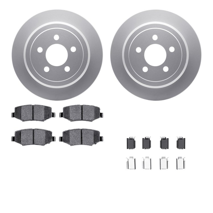4512-42068 Geospec Brake Rotors w/5000 Advanced Brake Pads Kit & Hardware, 2007-2012 Mopar, Position: Rear