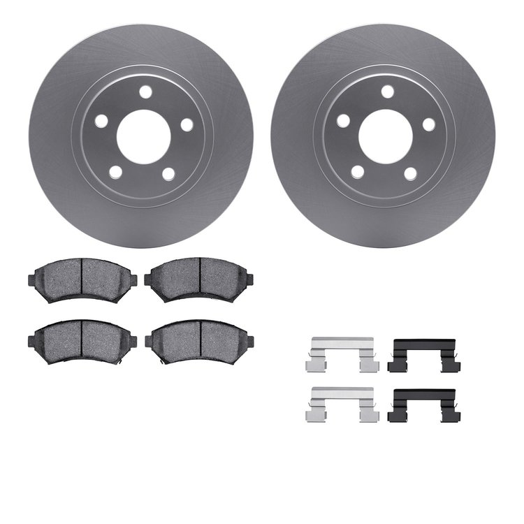 4512-45038 Geospec Brake Rotors w/5000 Advanced Brake Pads Kit & Hardware, 1997-2005 GM, Position: Front