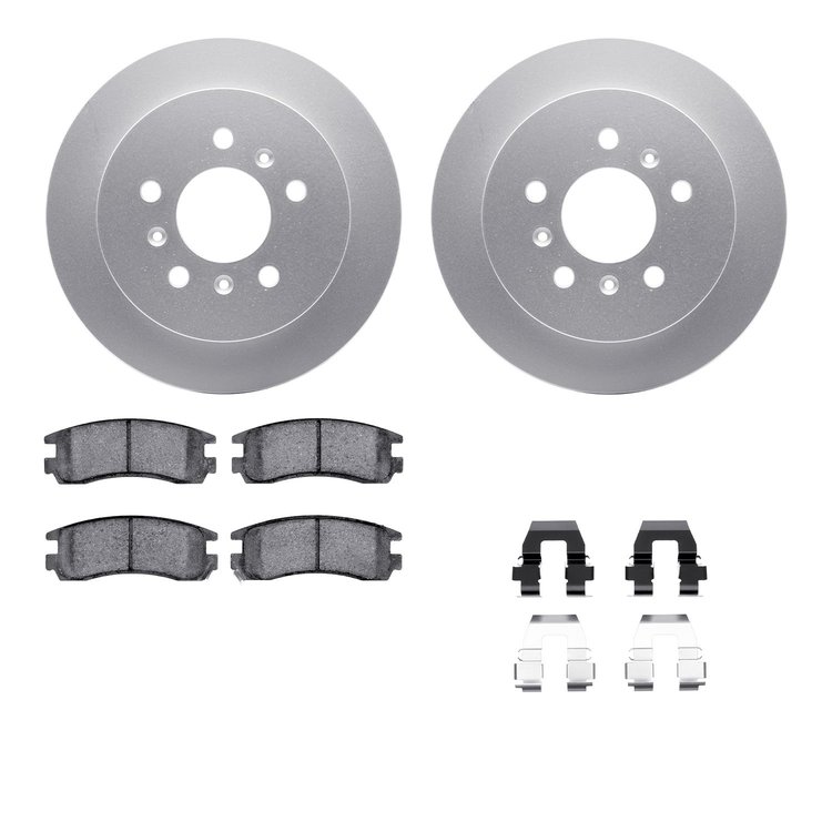 4512-45044 Geospec Brake Rotors w/5000 Advanced Brake Pads Kit & Hardware, 2006-2010 GM, Position: Rear