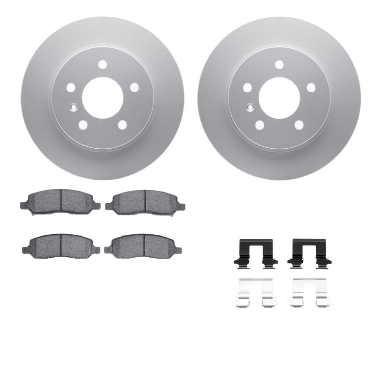 4512-45047 Geospec Brake Rotors w/5000 Advanced Brake Pads Kit & Hardware, 2006-2011 GM, Position: Rear