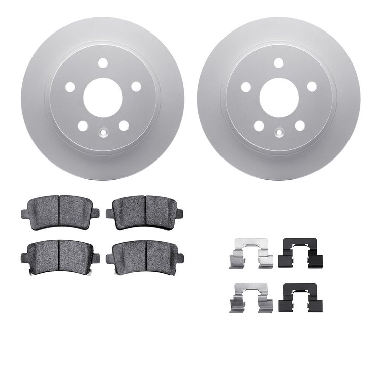 4512-45050 Geospec Brake Rotors w/5000 Advanced Brake Pads Kit & Hardware, 2011-2011 GM, Position: Rear