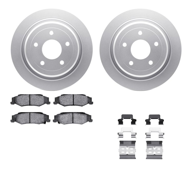 4512-46061 Geospec Brake Rotors w/5000 Advanced Brake Pads Kit & Hardware, 1997-2013 GM, Position: Rear