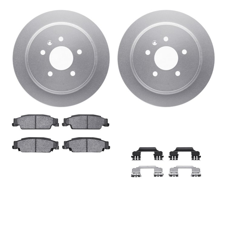4512-46068 Geospec Brake Rotors w/5000 Advanced Brake Pads Kit & Hardware, 2003-2011 GM, Position: Rear