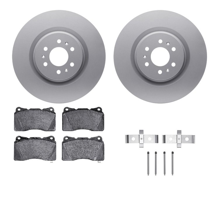 4512-46069 Geospec Brake Rotors w/5000 Advanced Brake Pads Kit & Hardware, 2004-2011 GM, Position: Front