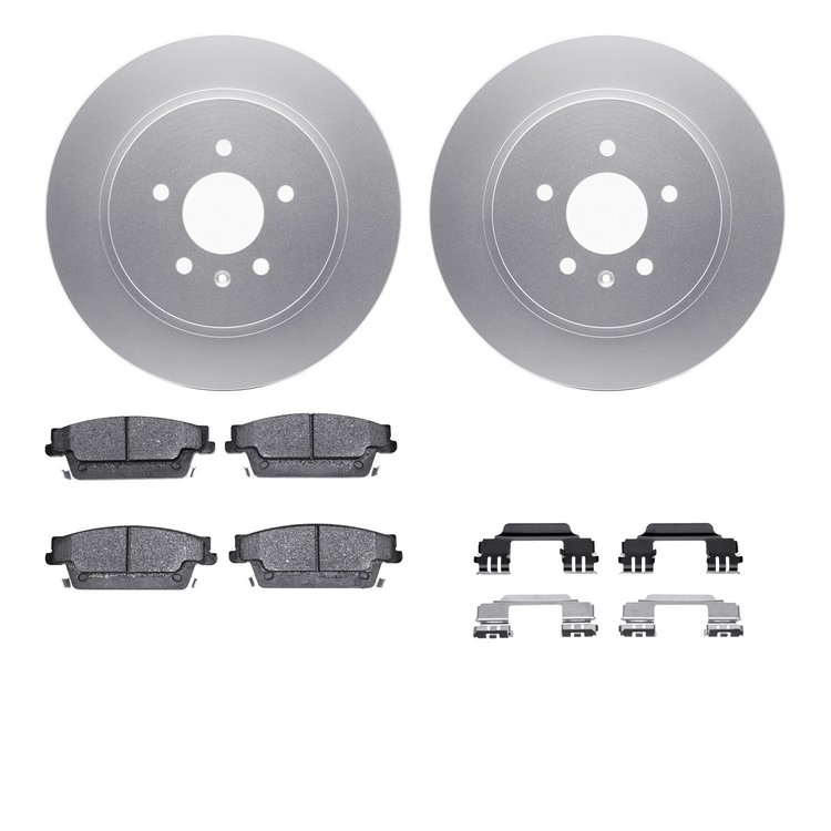4512-46086 Geospec Brake Rotors w/5000 Advanced Brake Pads Kit & Hardware, 2005-2011 GM, Position: Rear