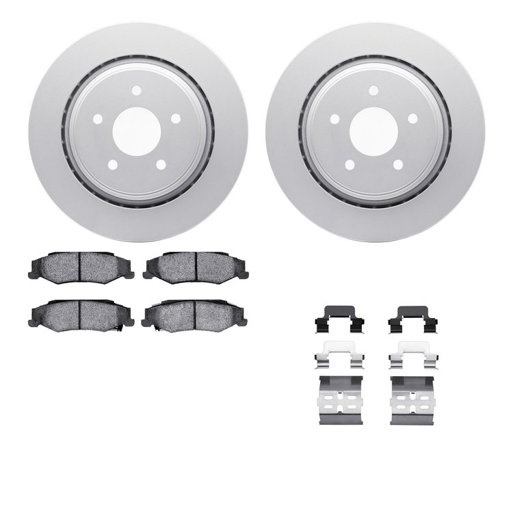 4512-46087 Geospec Brake Rotors w/5000 Advanced Brake Pads Kit & Hardware, 2005-2013 GM, Position: Rear