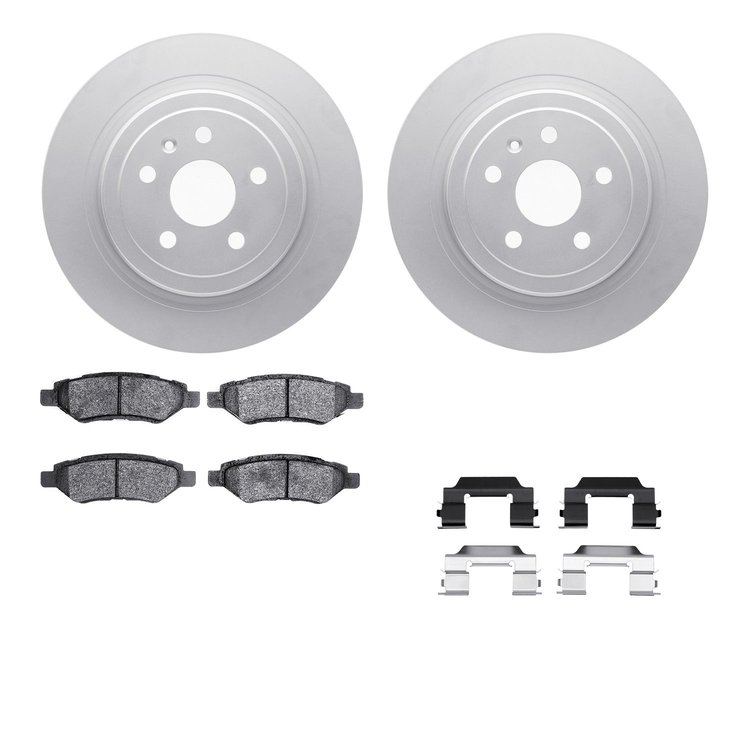 4512-46097 Geospec Brake Rotors w/5000 Advanced Brake Pads Kit & Hardware, 2008-2014 GM, Position: Rear