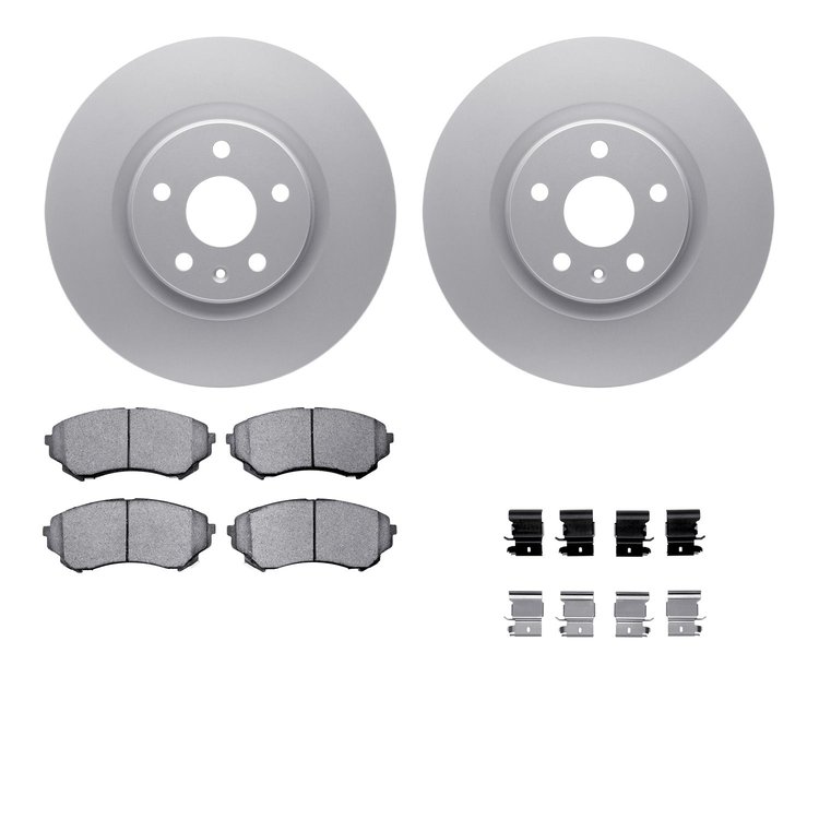 4512-46098 Geospec Brake Rotors w/5000 Advanced Brake Pads Kit & Hardware, 2008-2014 GM, Position: Front