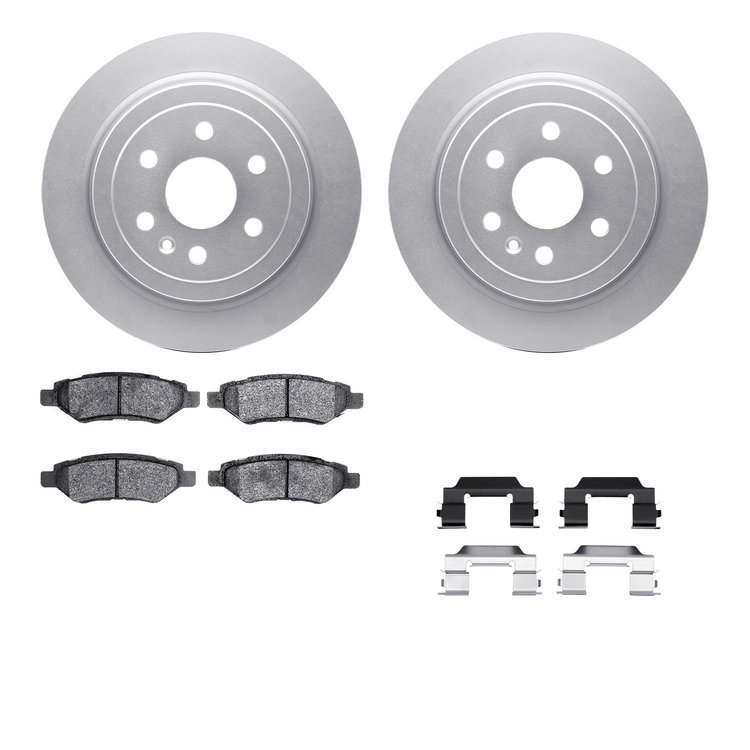 4512-46145 Geospec Brake Rotors w/5000 Advanced Brake Pads Kit & Hardware, 2010-2016 GM, Position: Rear