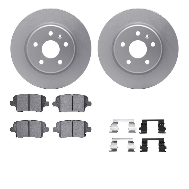 4512-46153 Geospec Brake Rotors w/5000 Advanced Brake Pads Kit & Hardware, Fits Select GM, Position: Rear