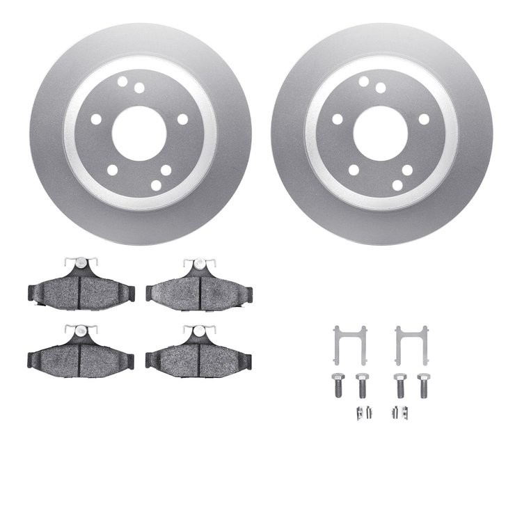 4512-47066 Geospec Brake Rotors w/5000 Advanced Brake Pads Kit & Hardware, 1988-1996 GM, Position: Rear