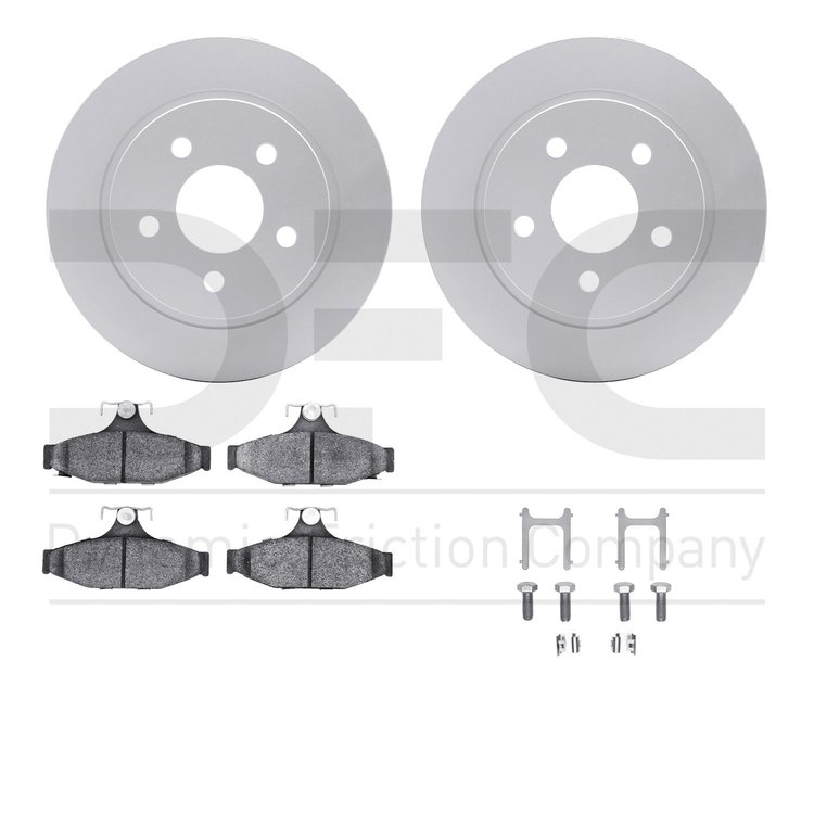 4512-47067 Geospec Brake Rotors w/5000 Advanced Brake Pads Kit & Hardware, 1993-1997 GM, Position: Rear