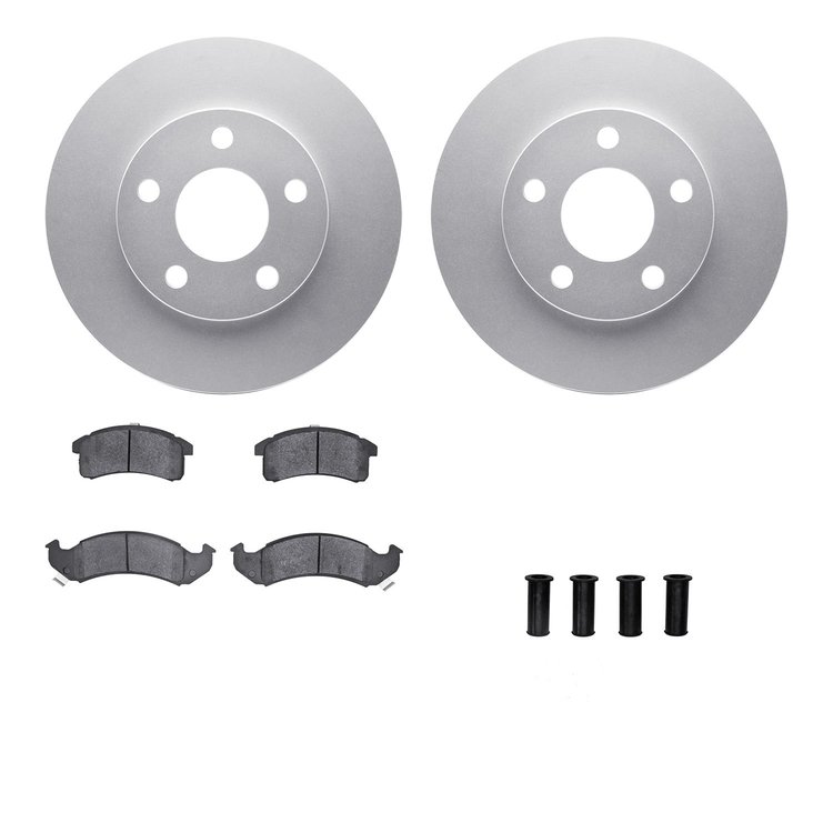 4512-47070 Geospec Brake Rotors w/5000 Advanced Brake Pads Kit & Hardware, 1991-1993 GM, Position: Front