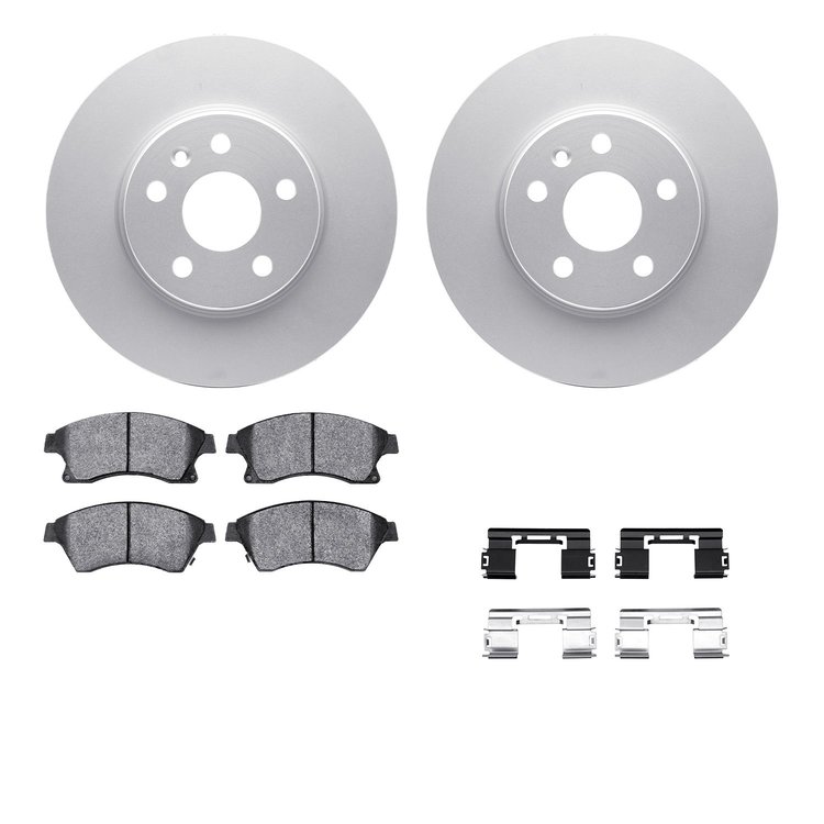 4512-47089 Geospec Brake Rotors w/5000 Advanced Brake Pads Kit & Hardware, 2011-2017 GM, Position: Front
