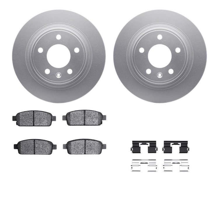 4512-47091 Geospec Brake Rotors w/5000 Advanced Brake Pads Kit & Hardware, 2011-2019 GM, Position: Rear