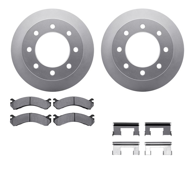 4512-48118 Geospec Brake Rotors w/5000 Advanced Brake Pads Kit & Hardware, 2001-2010 GM, Position: Rear