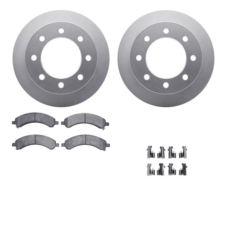 4512-48119 Geospec Brake Rotors w/5000 Advanced Brake Pads Kit & Hardware, 2003-2008 GM, Position: Rear