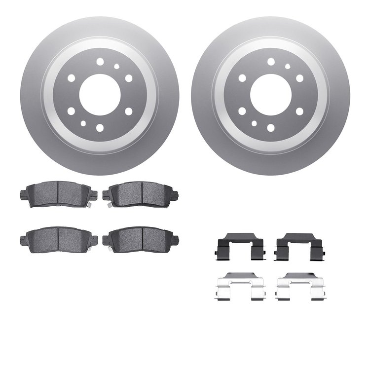 4512-48122 Geospec Brake Rotors w/5000 Advanced Brake Pads Kit & Hardware, 2002-2009 GM, Position: Rear