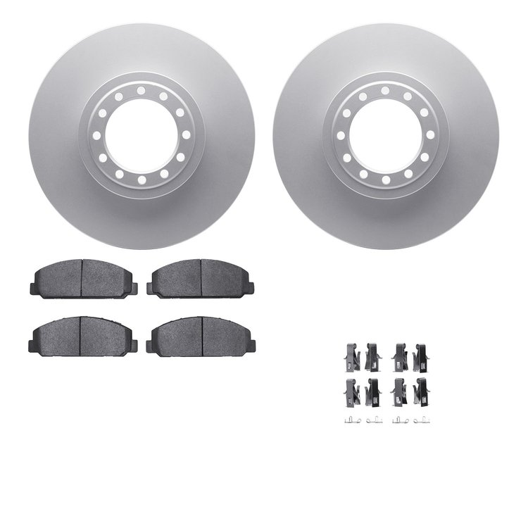 4512-48152 Geospec Brake Rotors w/5000 Advanced Brake Pads Kit & Hardware, 1999-2015 GM, Position: Front