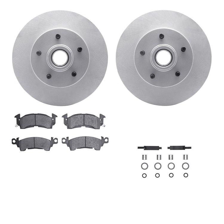4512-51001 Geospec Brake Rotors w/5000 Advanced Brake Pads Kit & Hardware, 1991-1996 GM, Position: Front