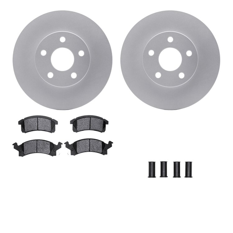 4512-52021 Geospec Brake Rotors w/5000 Advanced Brake Pads Kit & Hardware, 1990-2005 GM, Position: Front