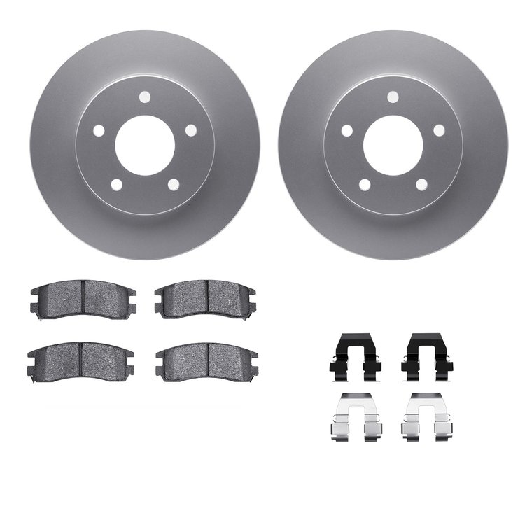 4512-52022 Geospec Brake Rotors w/5000 Advanced Brake Pads Kit & Hardware, 1992-1998 GM, Position: Rear
