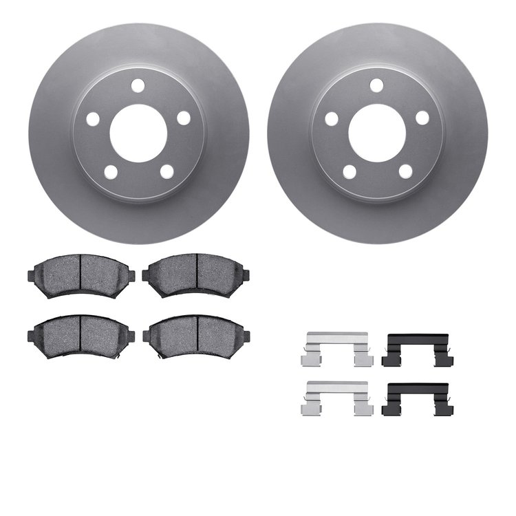 4512-52025 Geospec Brake Rotors w/5000 Advanced Brake Pads Kit & Hardware, 1997-2005 GM, Position: Front