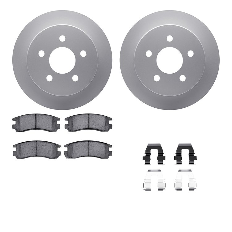 4512-52026 Geospec Brake Rotors w/5000 Advanced Brake Pads Kit & Hardware, 1997-2005 GM, Position: Rear