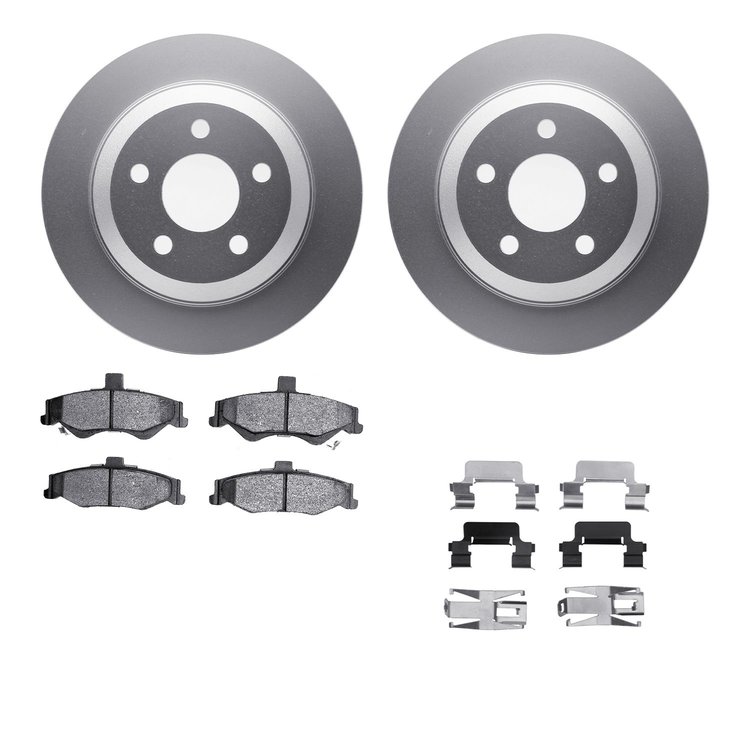 4512-52027 Geospec Brake Rotors w/5000 Advanced Brake Pads Kit & Hardware, 1998-2002 GM, Position: Rear