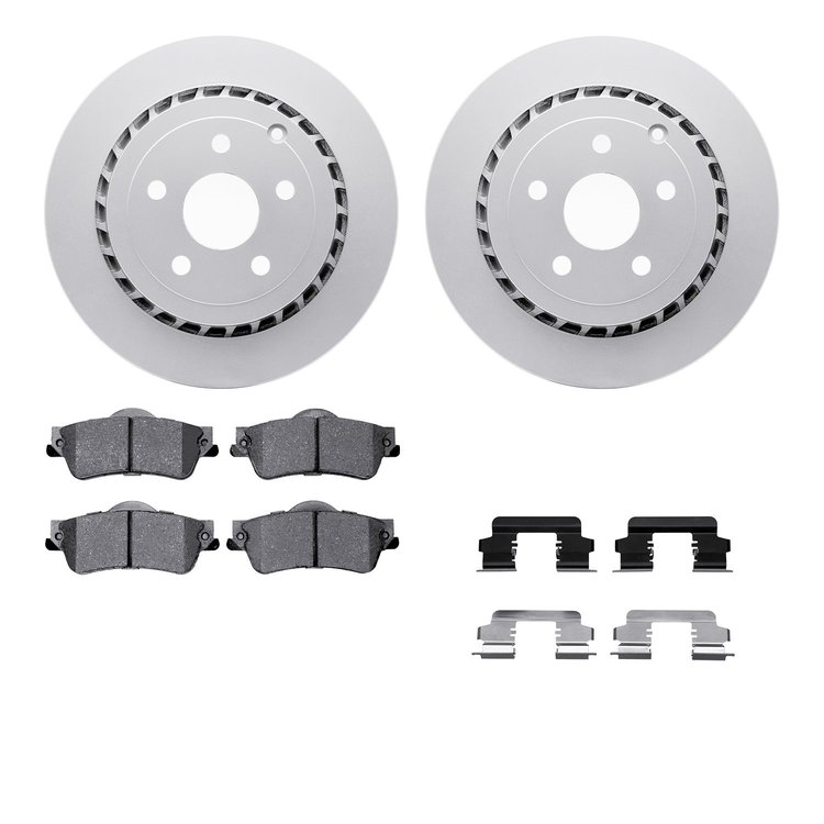 4512-52033 Geospec Brake Rotors w/5000 Advanced Brake Pads Kit & Hardware, 2008-2017 GM, Position: Rear