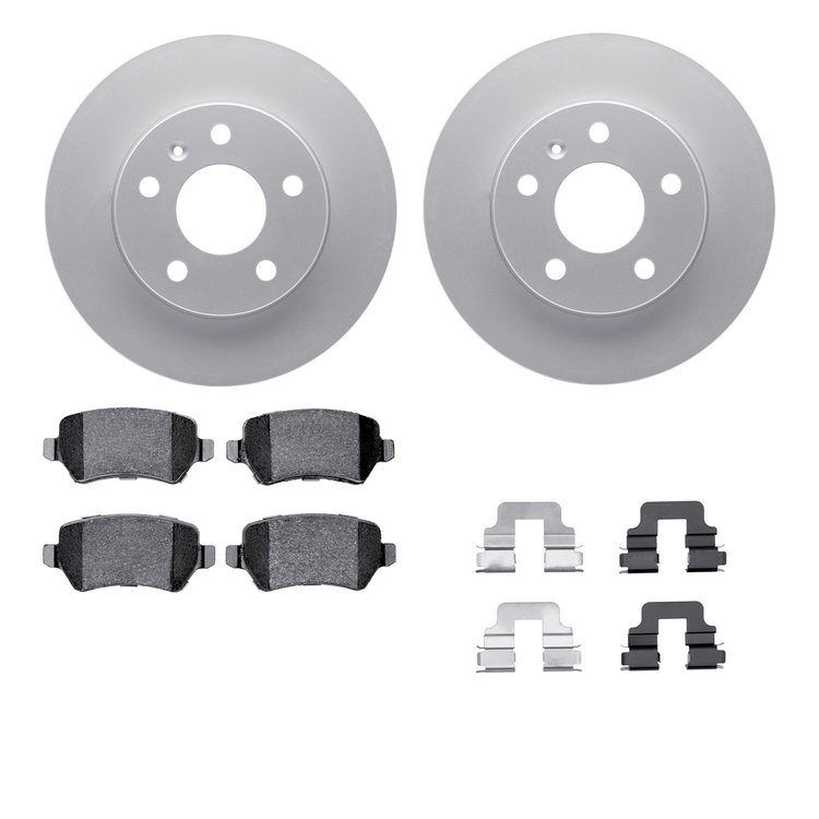 4512-53020 Geospec Brake Rotors w/5000 Advanced Brake Pads Kit & Hardware, 2002-2008 GM, Position: Rear