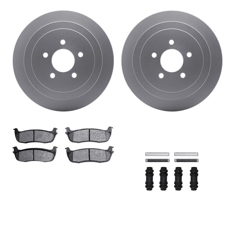 4512-55010 Geospec Brake Rotors w/5000 Advanced Brake Pads Kit & Hardware, 2003-2011 Ford/Lincoln/Mercury/Mazda, Position: Rear