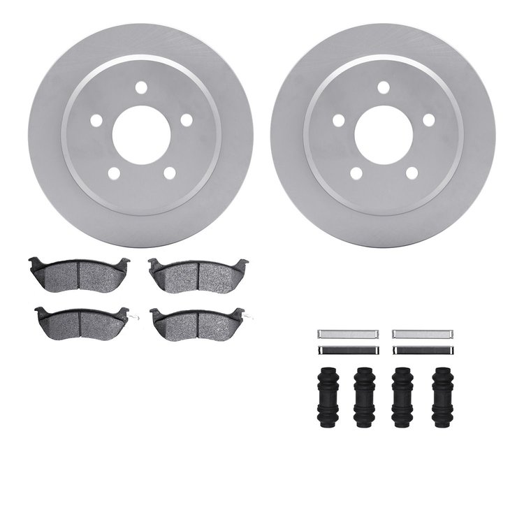 4512-56010 Geospec Brake Rotors w/5000 Advanced Brake Pads Kit & Hardware, 1996-2002 Ford/Lincoln/Mercury/Mazda, Position: Rear