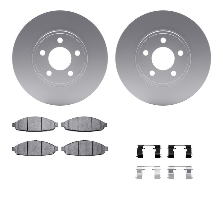 4512-56014 Geospec Brake Rotors w/5000 Advanced Brake Pads Kit & Hardware, 2003-2011 Ford/Lincoln/Mercury/Mazda, Position: Front