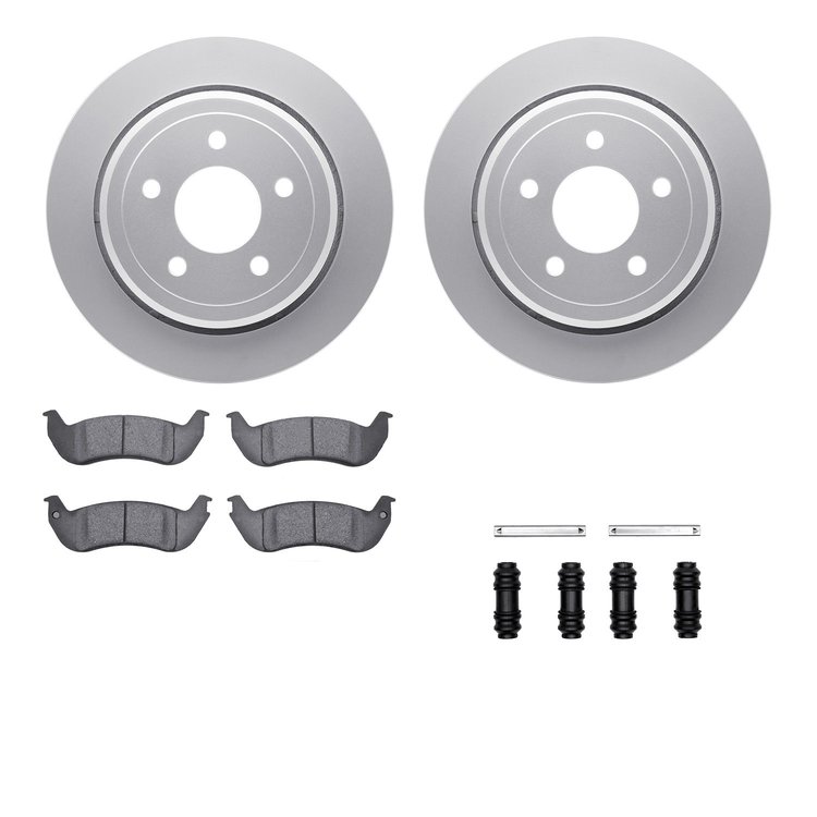 4512-56016 Geospec Brake Rotors w/5000 Advanced Brake Pads Kit & Hardware, 2003-2011 Ford/Lincoln/Mercury/Mazda, Position: Rear