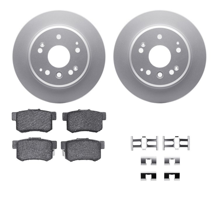 4512-58032 Geospec Brake Rotors w/5000 Advanced Brake Pads Kit & Hardware, 2004-2008 Acura/Honda, Position: Rear