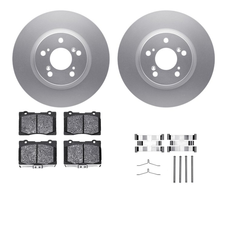 4512-58036 Geospec Brake Rotors w/5000 Advanced Brake Pads Kit & Hardware, 2005-2012 Acura/Honda, Position: Front