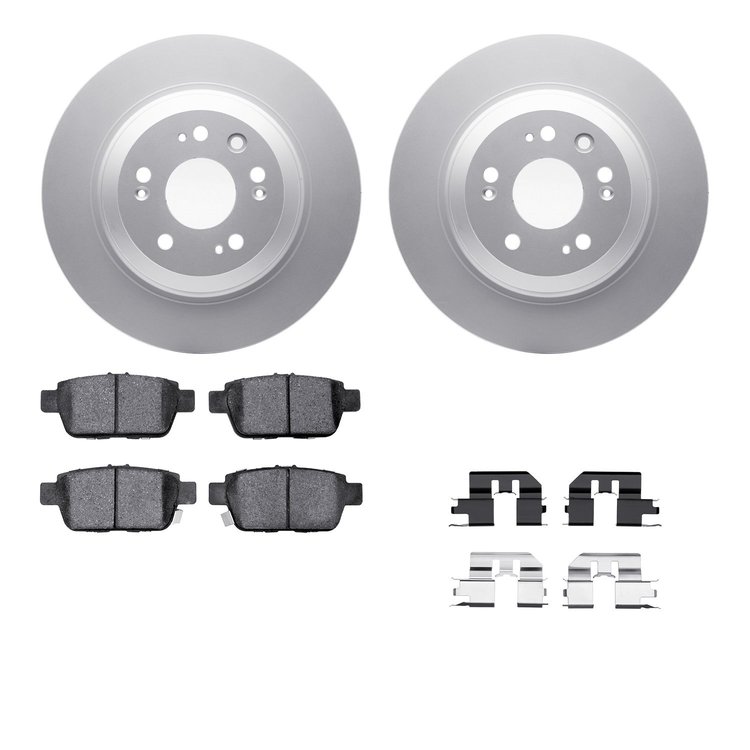 4512-58038 Geospec Brake Rotors w/5000 Advanced Brake Pads Kit & Hardware, 2009-2014 Acura/Honda, Position: Rear
