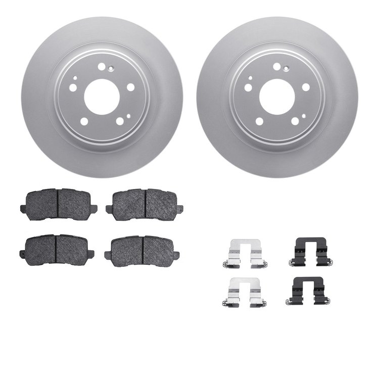4512-58048 Geospec Brake Rotors w/5000 Advanced Brake Pads Kit & Hardware, 2017-2020 Acura/Honda, Position: Rear