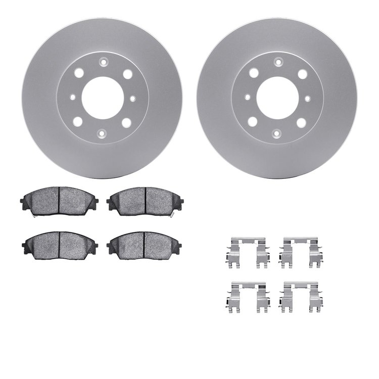 4512-59098 Geospec Brake Rotors w/5000 Advanced Brake Pads Kit & Hardware, 1988-1991 Acura/Honda, Position: Front