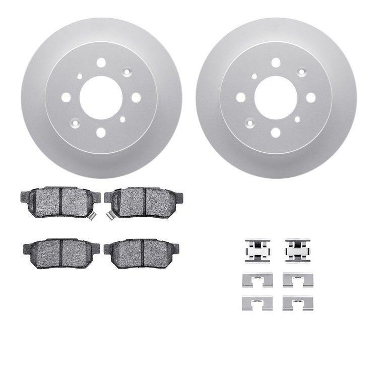 4512-59099 Geospec Brake Rotors w/5000 Advanced Brake Pads Kit & Hardware, 1989-1989 Acura/Honda, Position: Rear