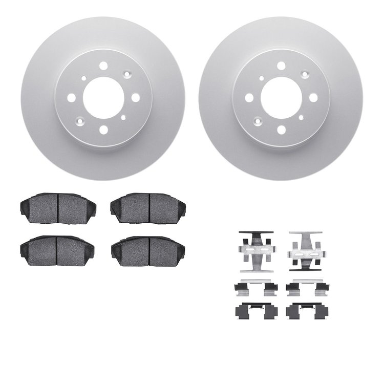 4512-59103 Geospec Brake Rotors w/5000 Advanced Brake Pads Kit & Hardware, 1990-1993 Acura/Honda, Position: Front