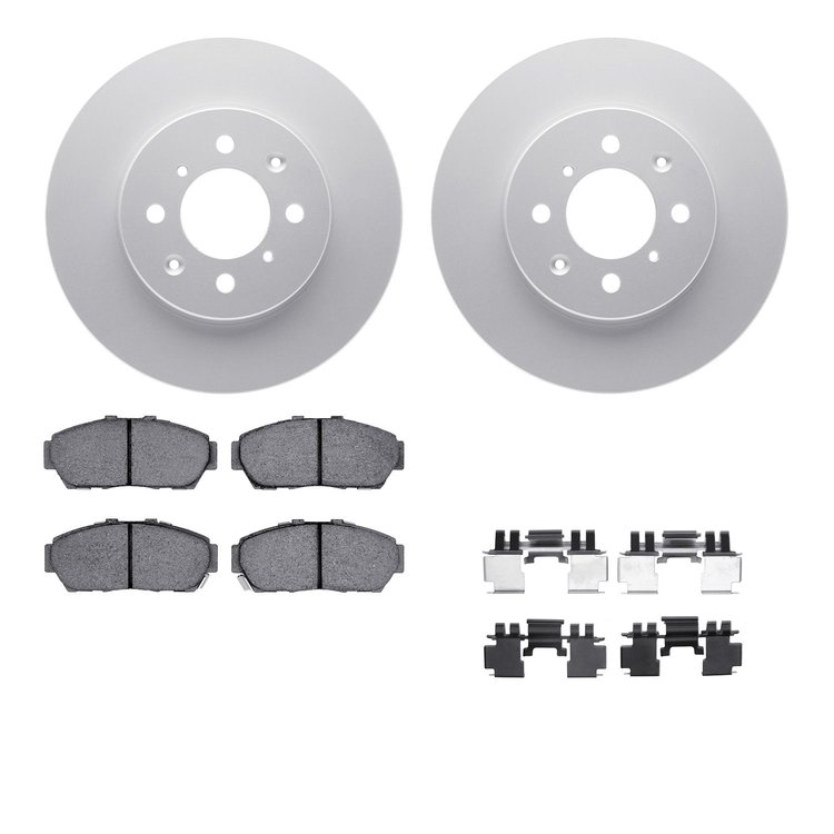 4512-59104 Geospec Brake Rotors w/5000 Advanced Brake Pads Kit & Hardware, 1993-2001 Acura/Honda, Position: Front