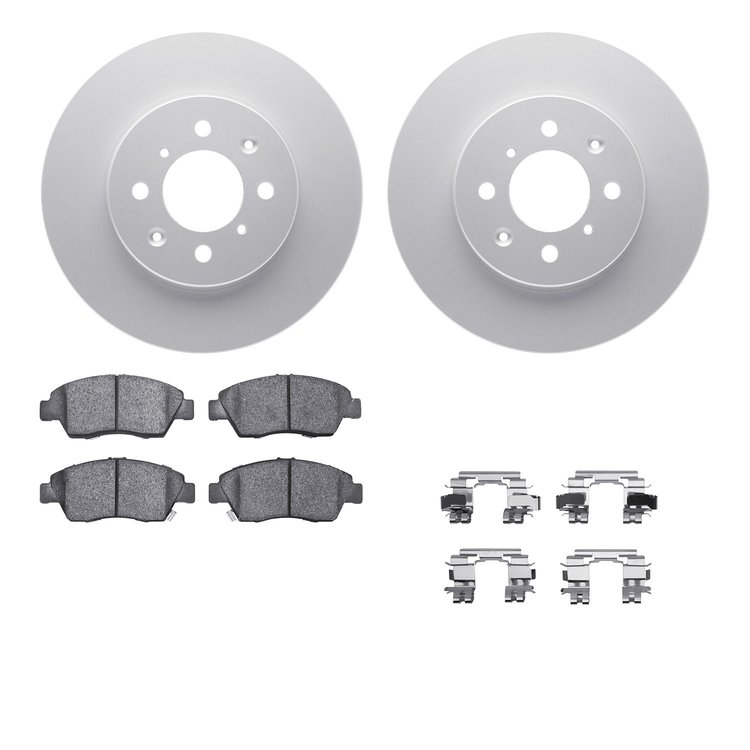 4512-59105 Geospec Brake Rotors w/5000 Advanced Brake Pads Kit & Hardware, 1993-1997 Acura/Honda, Position: Front